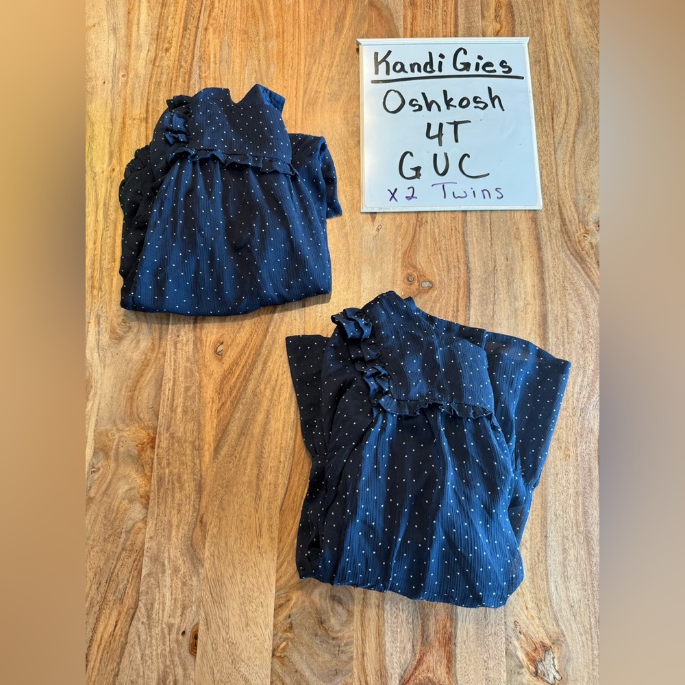 Twin Bundle 2 Oshkosh Navy Polka Dot Dress 4T